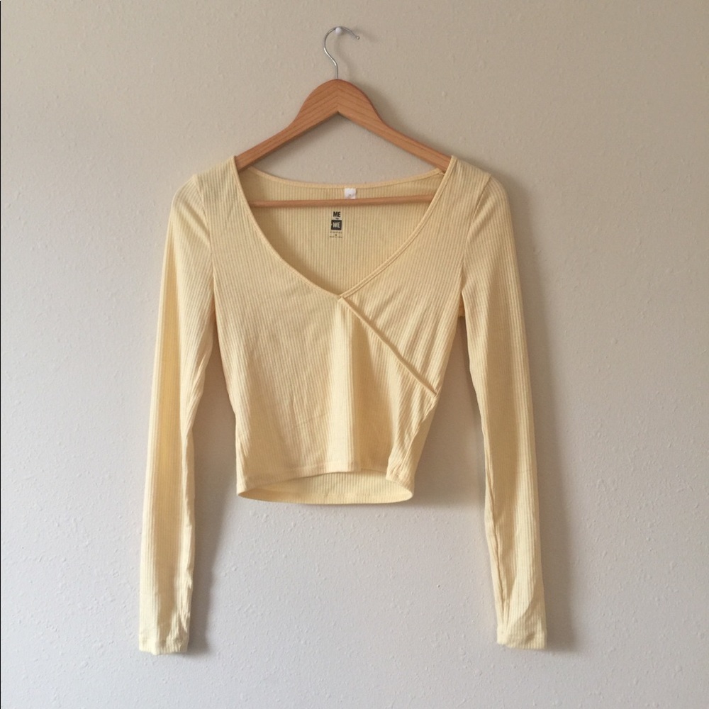 Yellow Wrap Top Long Sleeve